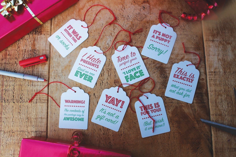 8 funny Christmas Gift Tags, Alternative honest holiday tags for Christmas gifts image 2