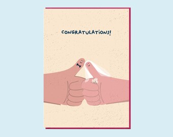 Funny Wedding Congratulations Card - Thumbs up!
