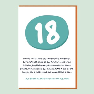 Funny 18th Birthday Card. Age 18 card. image 1