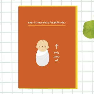 Funny new baby card, baby instructions for beginners