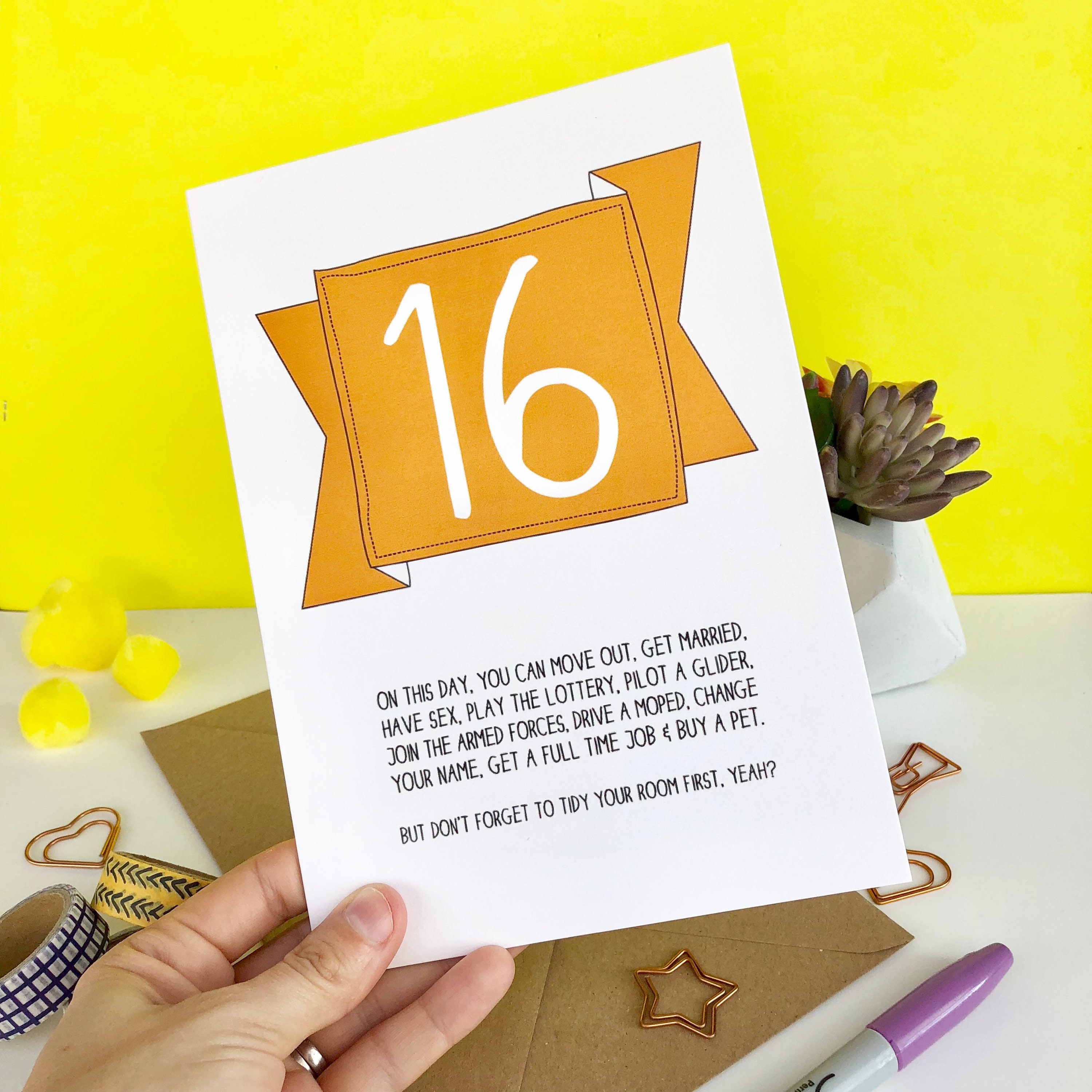 Funny 16th Birthday Card 16th Birthday card Funny 16th Card