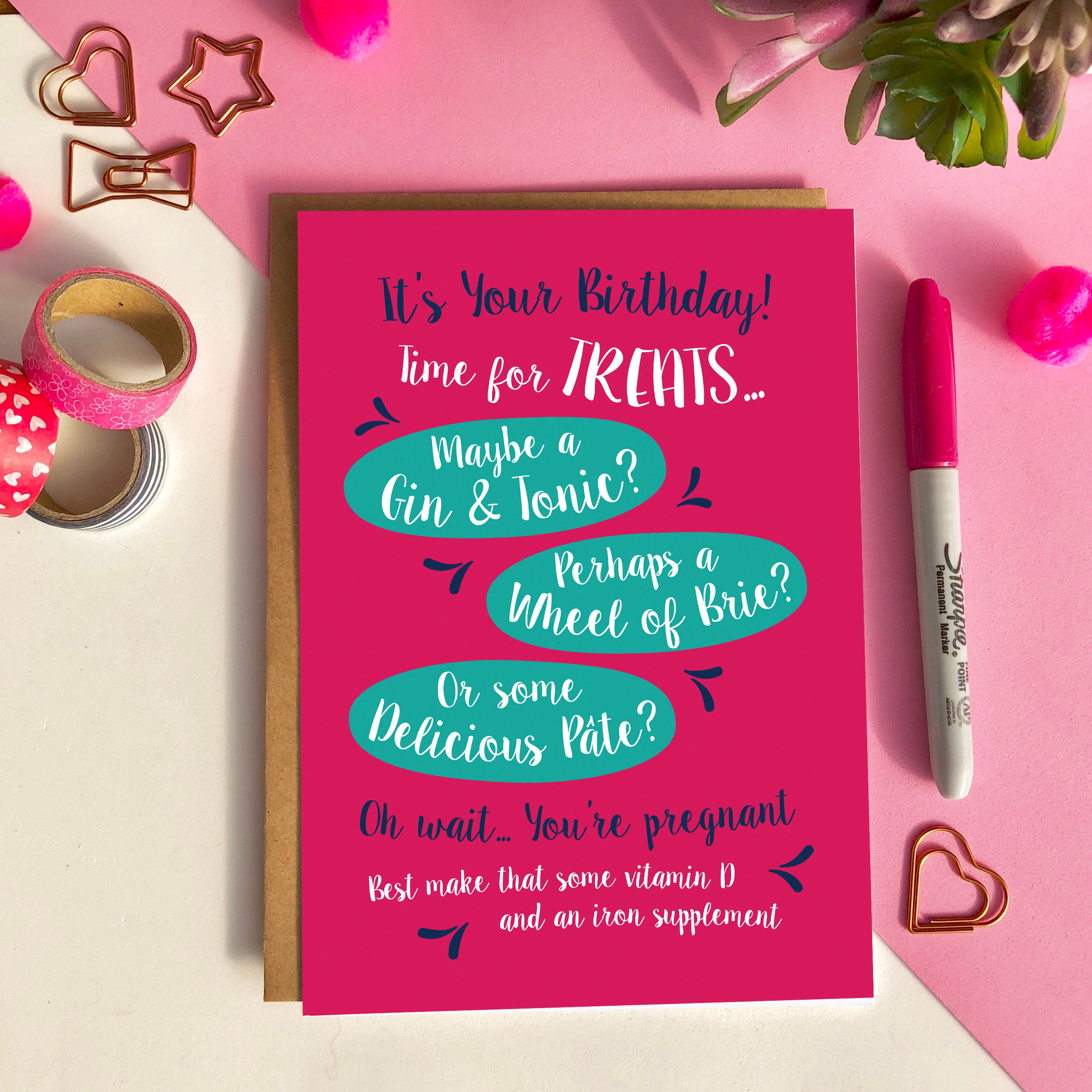 Pregnant on Birthday card funny card for pregnant friend Etsy