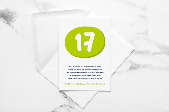 Funny 17th Birthday Card Age 17 Card Etsy UK funny-17th-birthday-card-age-17-card-etsy-uk