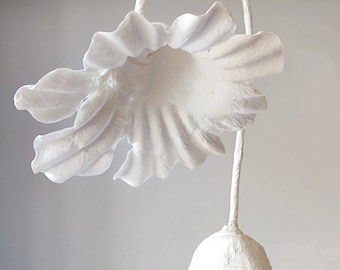 Paper mache pendant lamp, Ceiling Lamp, Home decor, light sculpture,  Eco friendly home