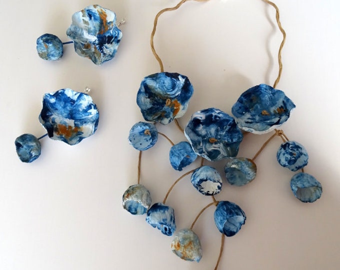 Paper Mache Jewelry Set Statement Necklace Paper Earrings With