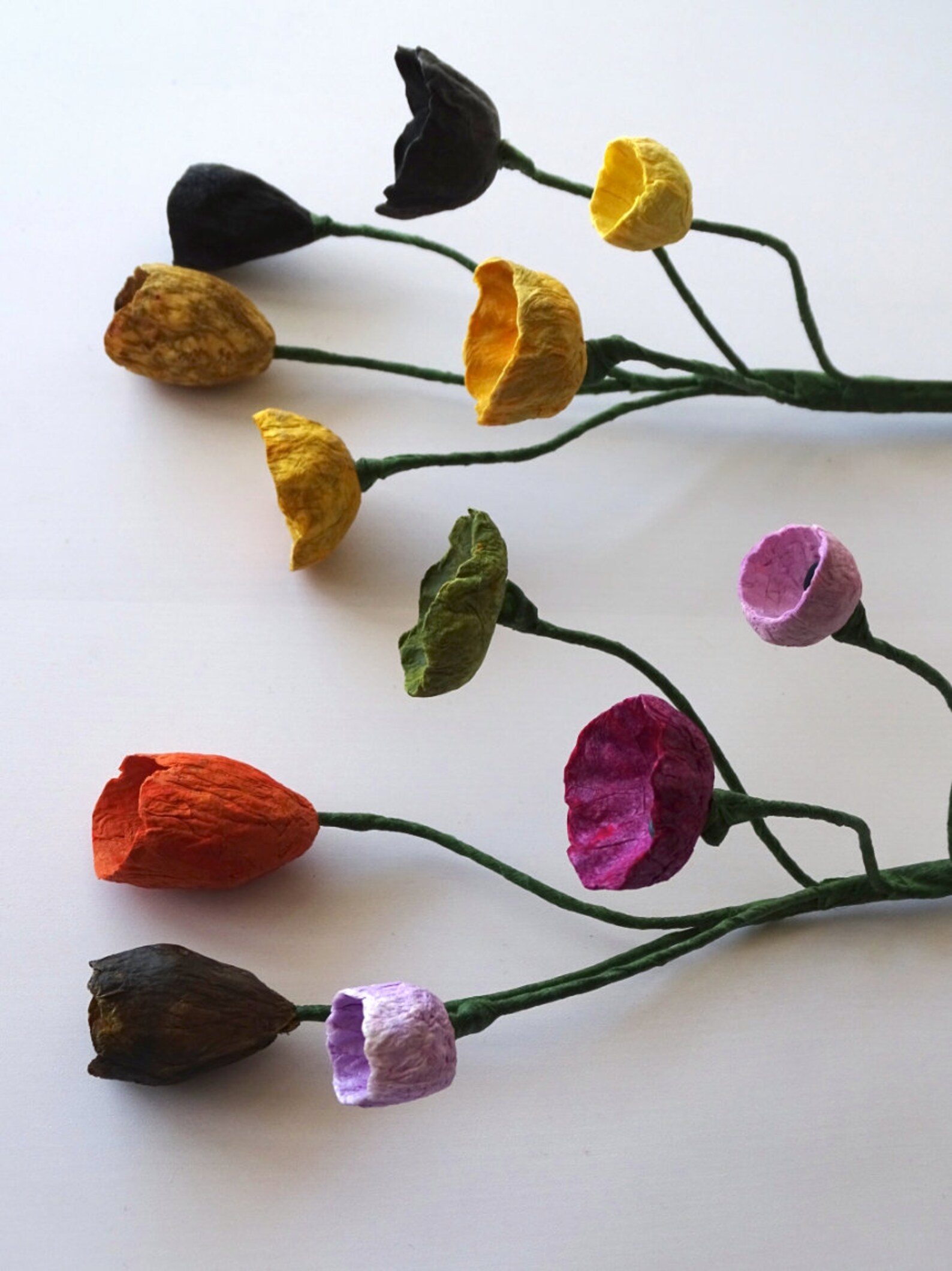 Paper Mache Flower with stems Paper Flowers Branch Paper Etsy