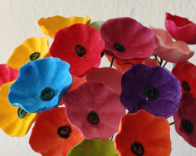 16 Long Stem Papier Mache' Flowers Flower Arrangement Etsy