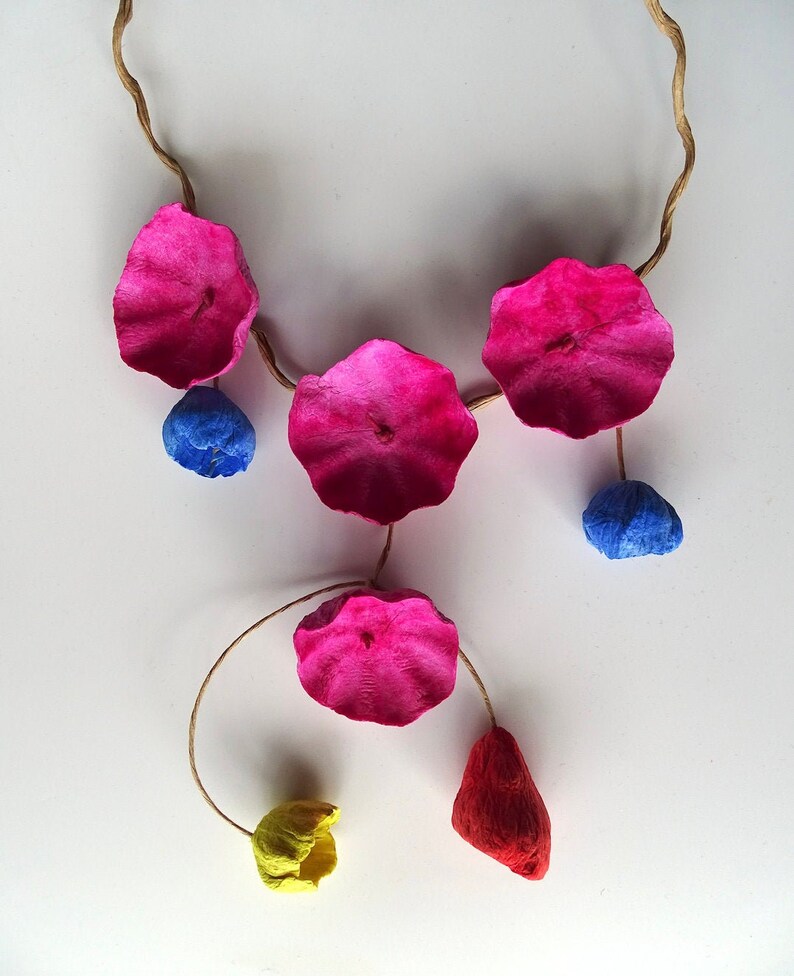 NEW Multicolored Necklace Paper Mache Necklace Paper Etsy