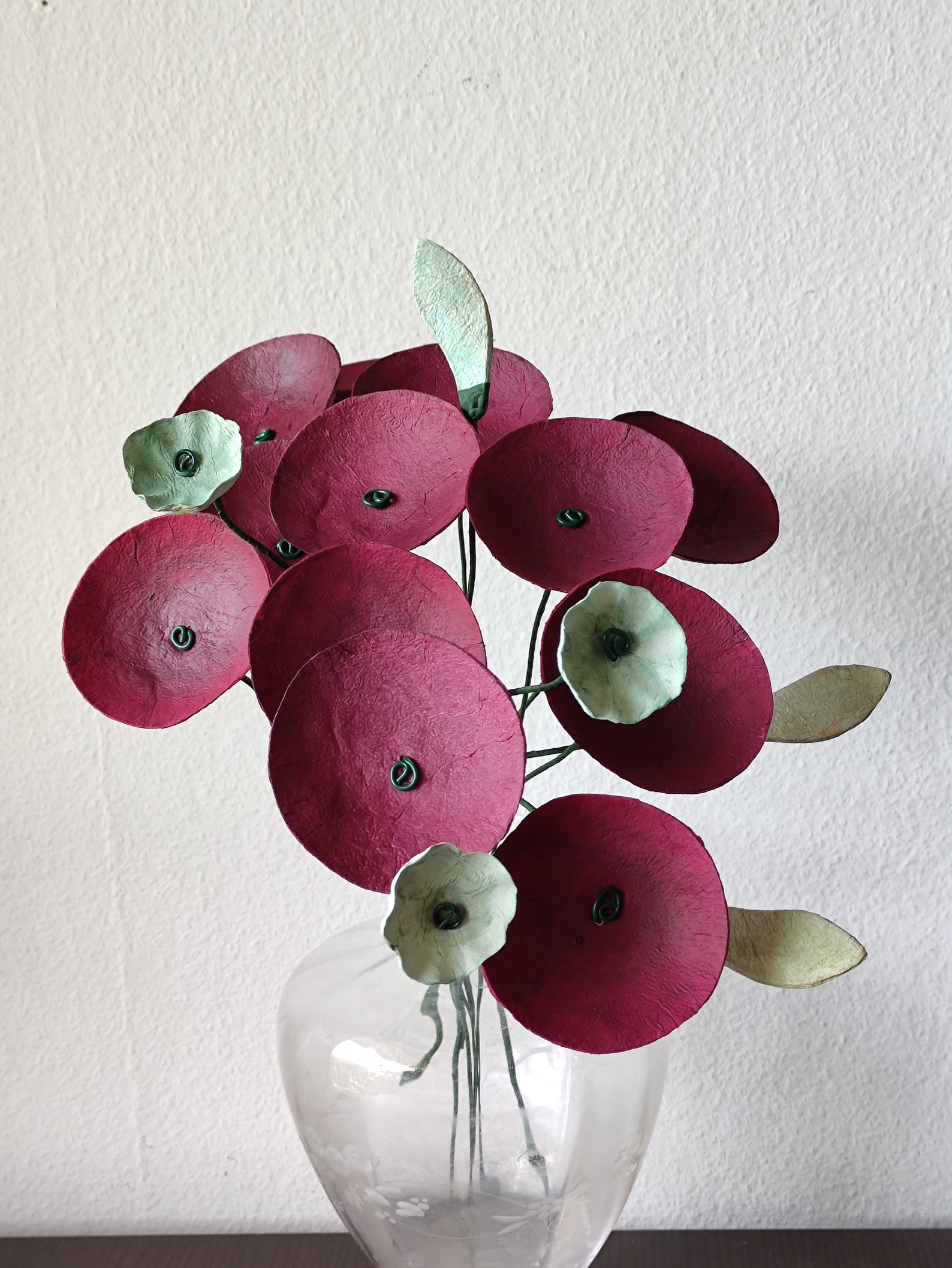 Long Stem Paper Mache Flowers Flower Arrangement Home Etsy
