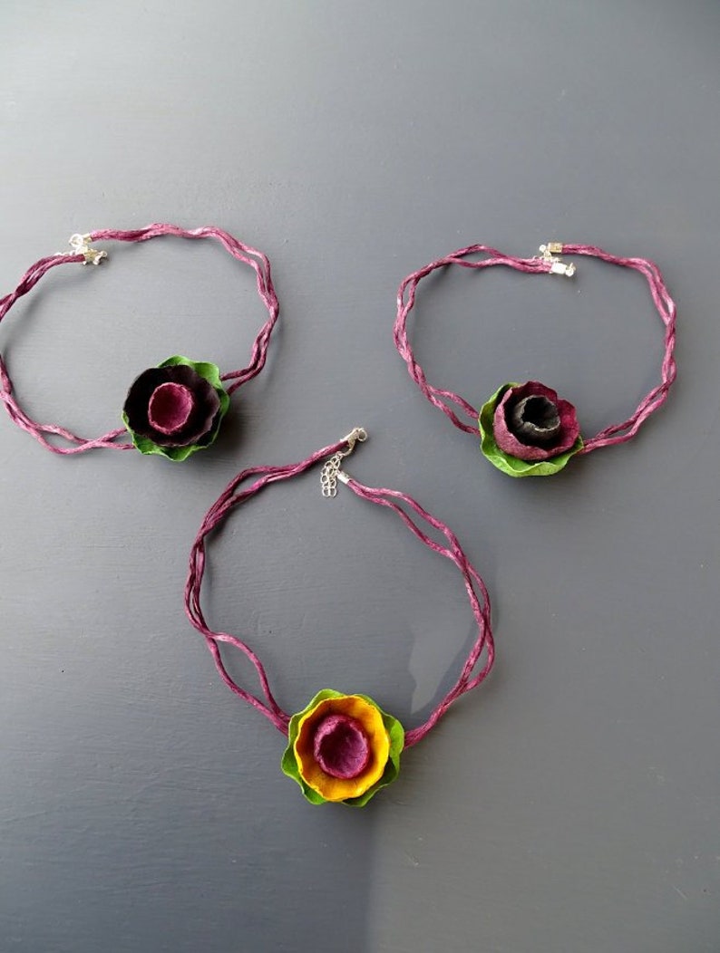 Paper Mache Necklace Contemporary Necklace Paper Flower Etsy