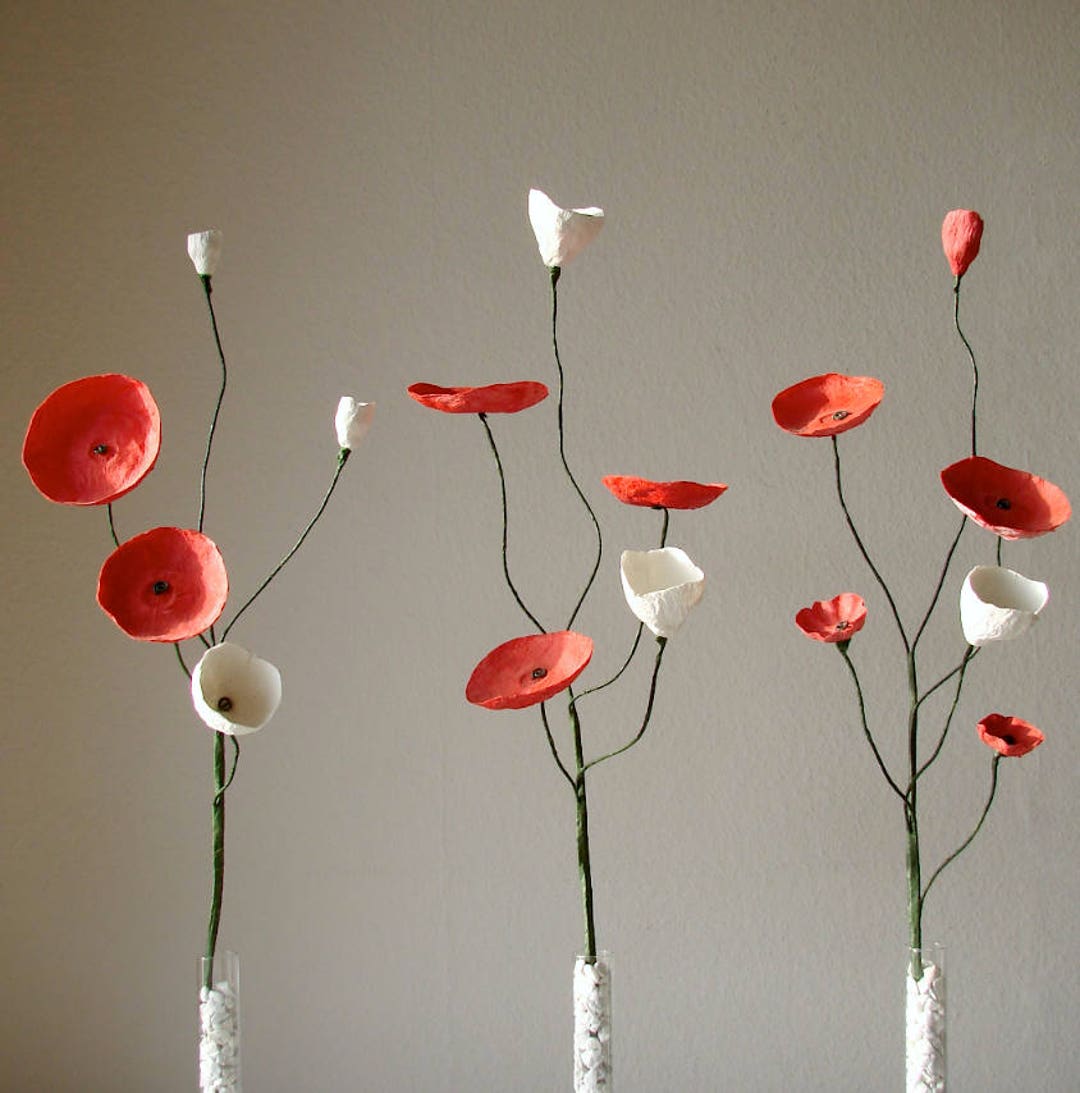 Paper Mache Flowers Branch, Paper Flower With Stems,paper Flower