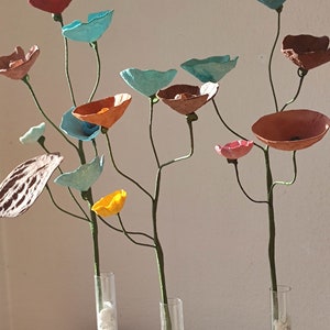 3 Artificial flowers Branches, Modern Flowers with stems, Paper Mache' flowers, wedding Flower Arrangement, Home Decor, Centerpiece image 5