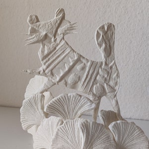 Paper mache' decorations, Tiger and Leaves, Kids light, light sculpture, Paper mache bas relief, night light, Christmas gift image 5