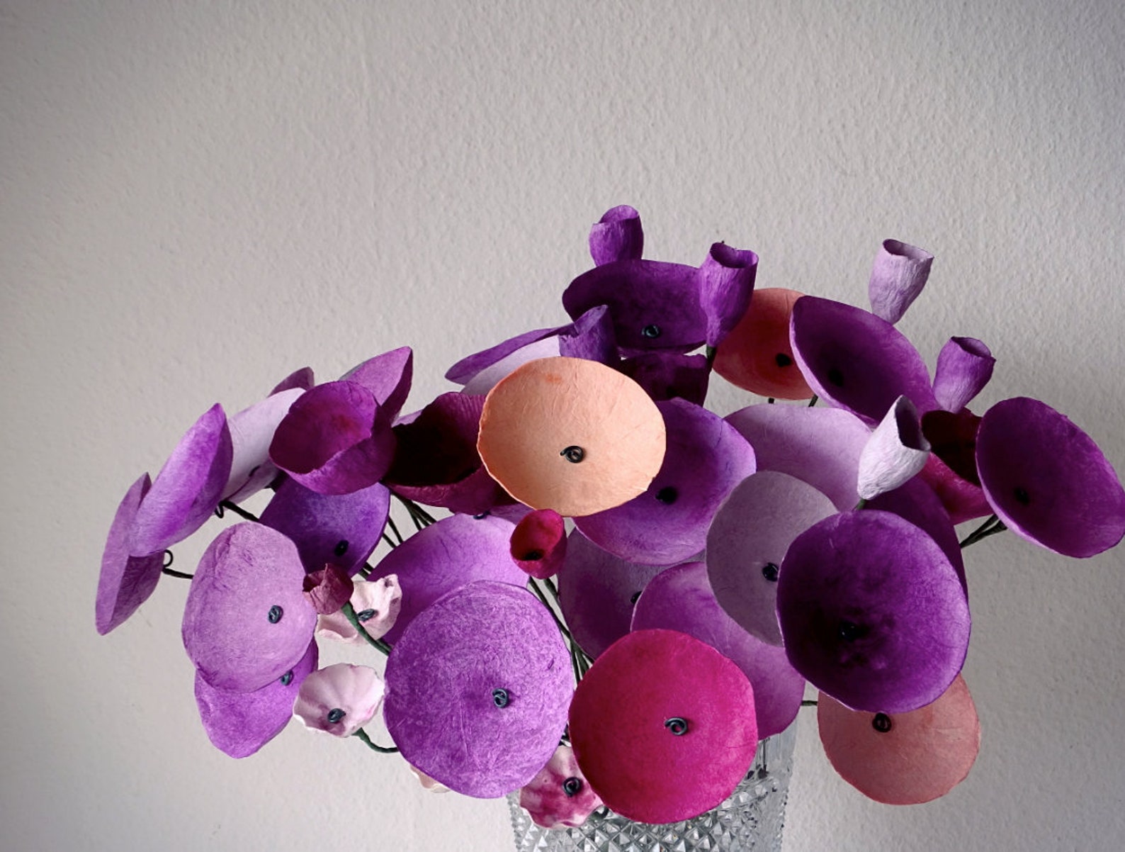 Long Stem Paper Mache Flowers Flower Arrangement Home Etsy