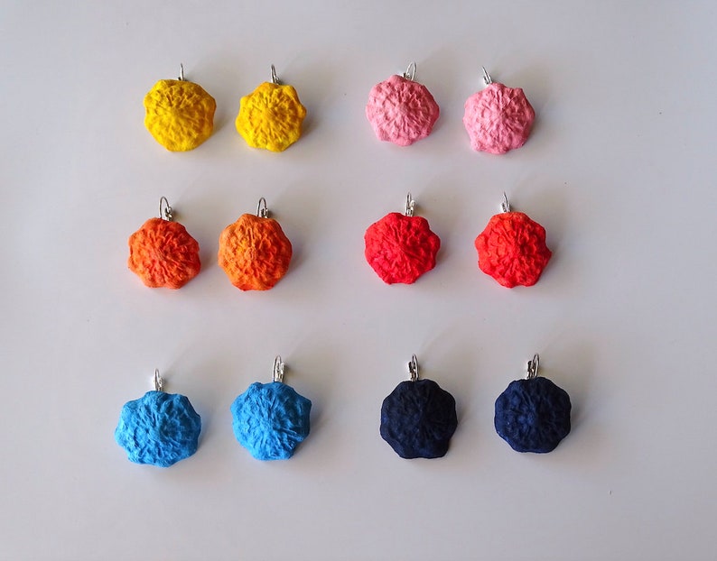 Paper Flowers Earrings Paper Machè Jewelry Floral Earrings Etsy