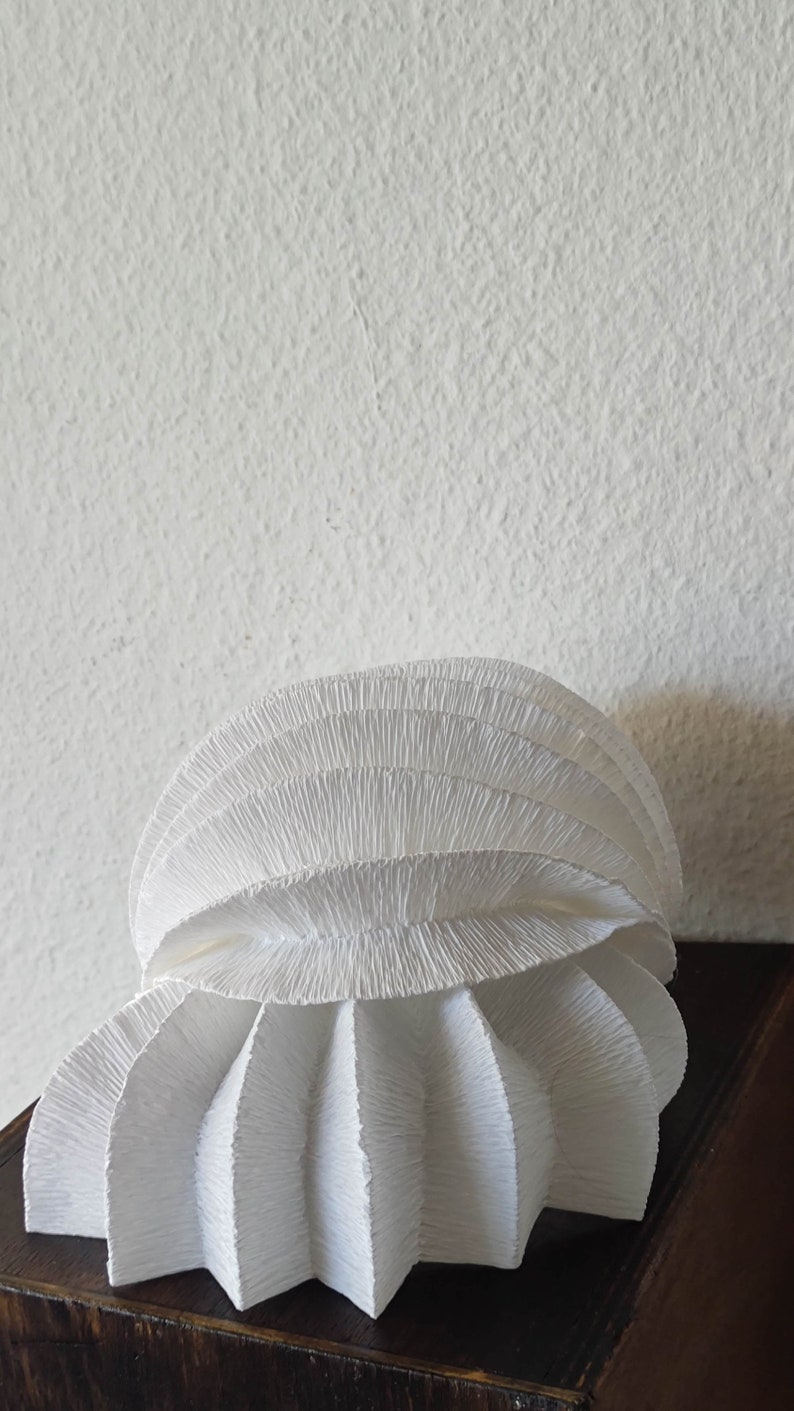 Paper sculpture , Home decor, White Snail Desk Paper Lamp, Paper Art Decoration, home interior, organic marine form. image 7