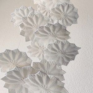 One contemporary Stars Garland, White Wall Decoration, Paper mâché wall art, flowers composition, Gift for her