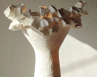 Paper Lamp, paper Sculpture, Home decor, light sculpture,  Paper mache lamp, Contemporary design, table lamp