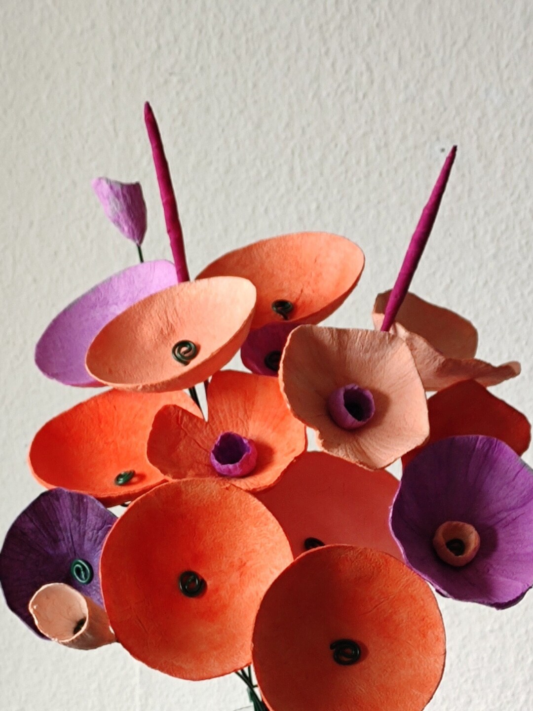 18 Long Stem Papier Mache' Flowers, Flower Arrangement, Home Decoration