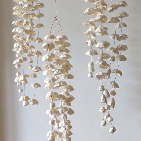 One contemporary garland, White flowers Wall Decoration, Paper mâché wall art, flowers composition, Gift for her