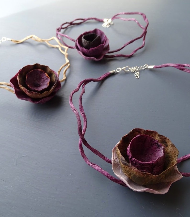 Paper Mache Necklace Contemporary Necklace Paper Flower Etsy