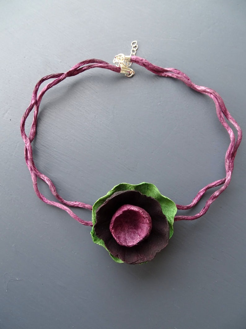 Paper Mache Necklace Contemporary Necklace Paper Flower Etsy