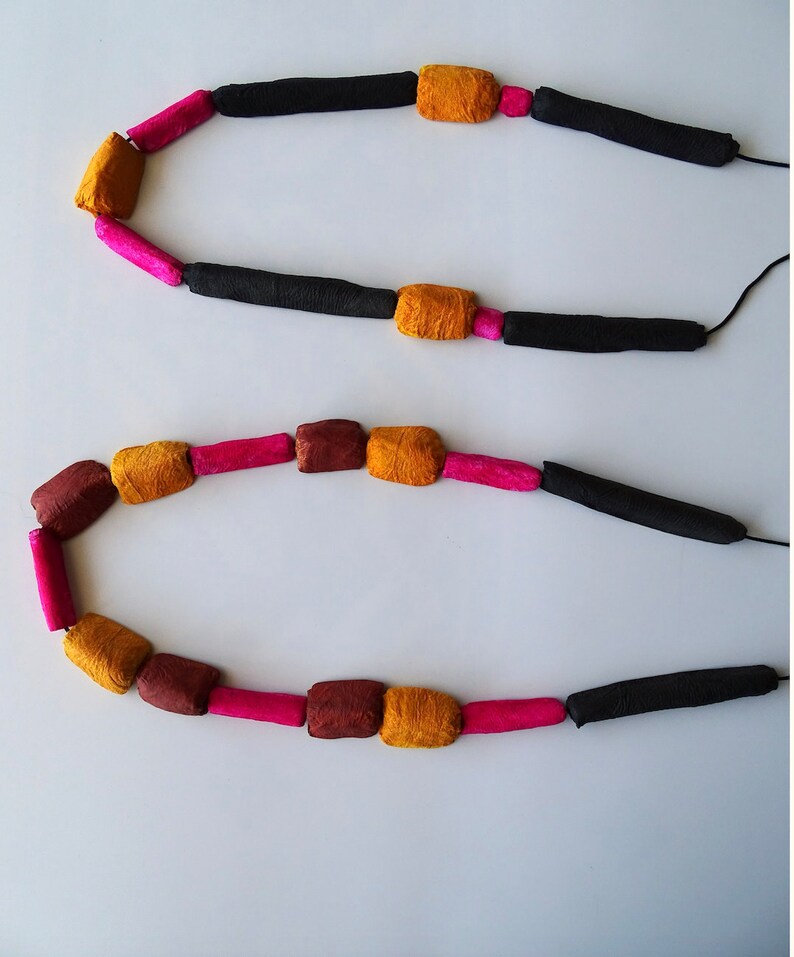 Paper Mache Necklace Contemporary Necklace Paper Beads Etsy