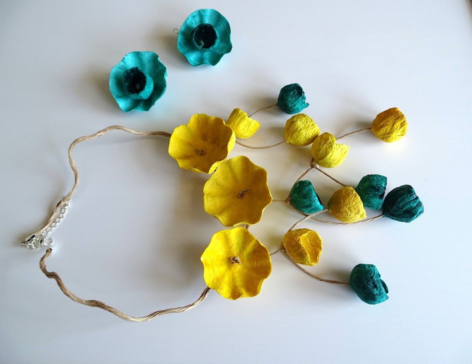 Paper Mache Jewelry Set Statement Necklace Paper Earrings Etsy