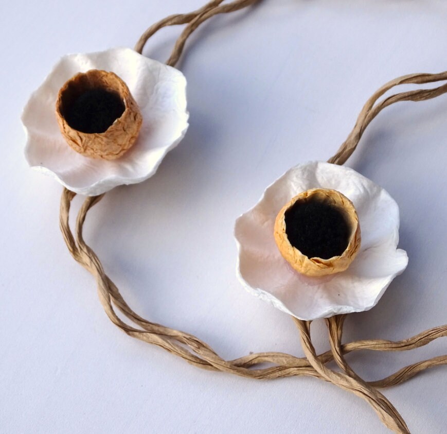 Paper Mache Necklace contemporary Necklace Paper Flower Etsy