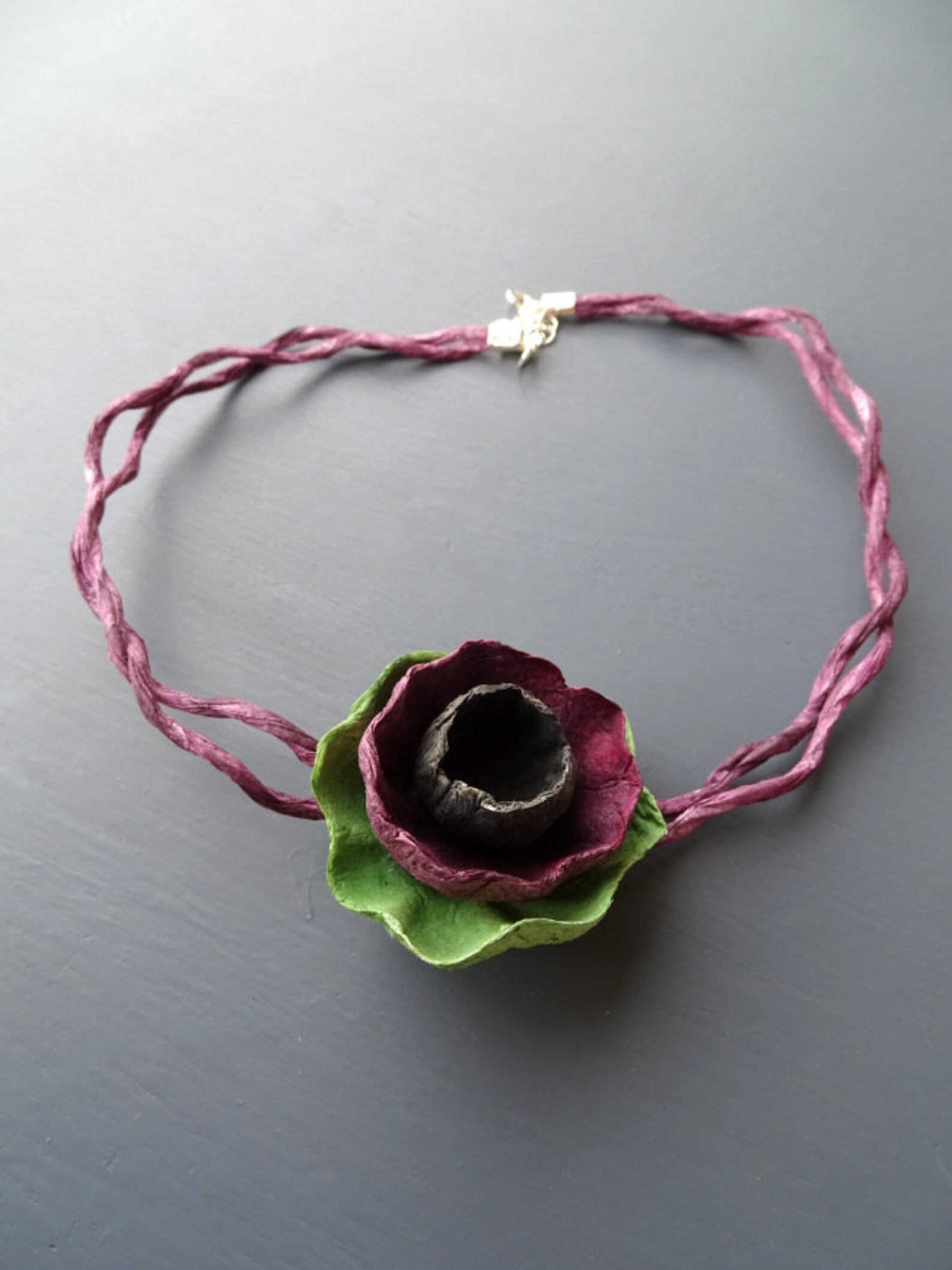 Paper Mache Necklace Contemporary Necklace Paper Flower Etsy