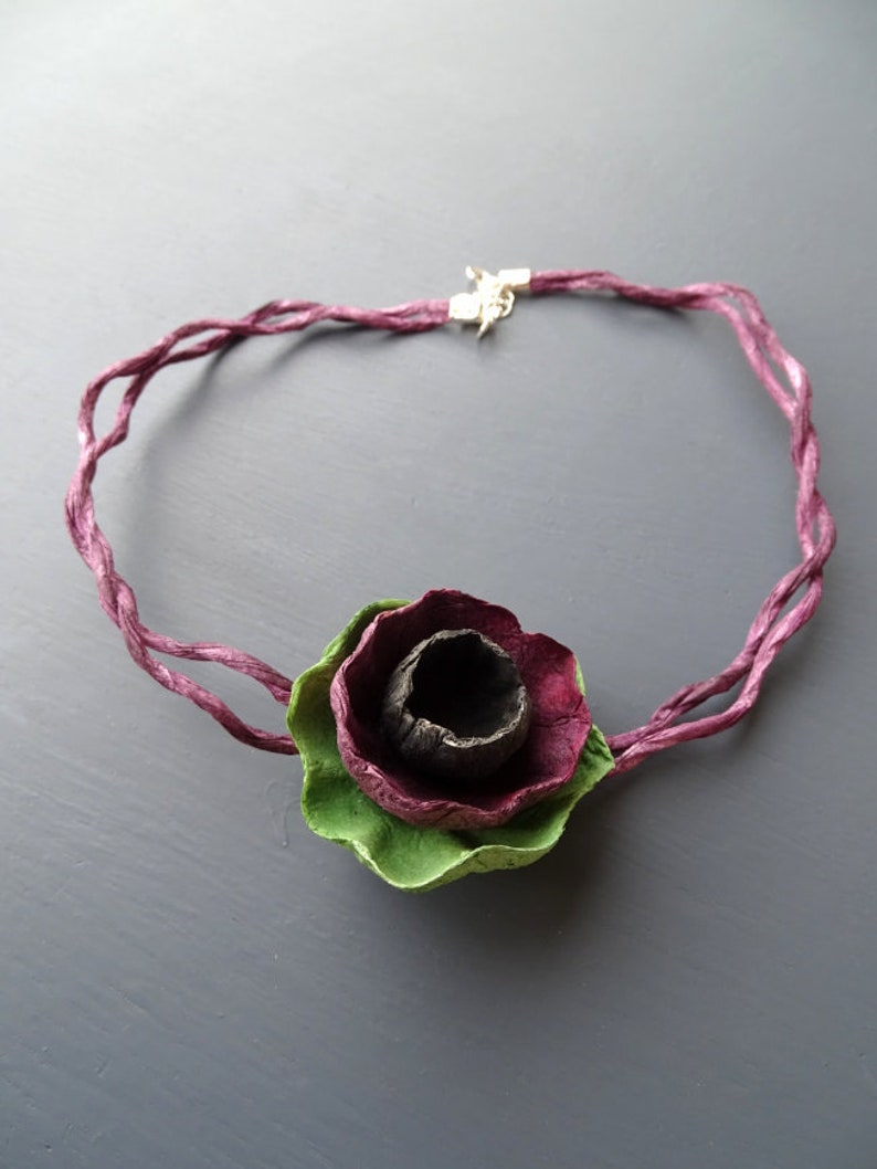 Paper Mache Necklace Contemporary Necklace Paper Flower Etsy