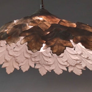 Paper mache pendant lamp, modular leaves, Ceiling Lamp, Home decor, light sculpture,  Eco friendly home