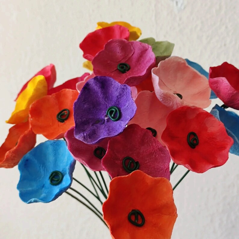 Papier Mache' Flowers Flower Arrangement Home Etsy