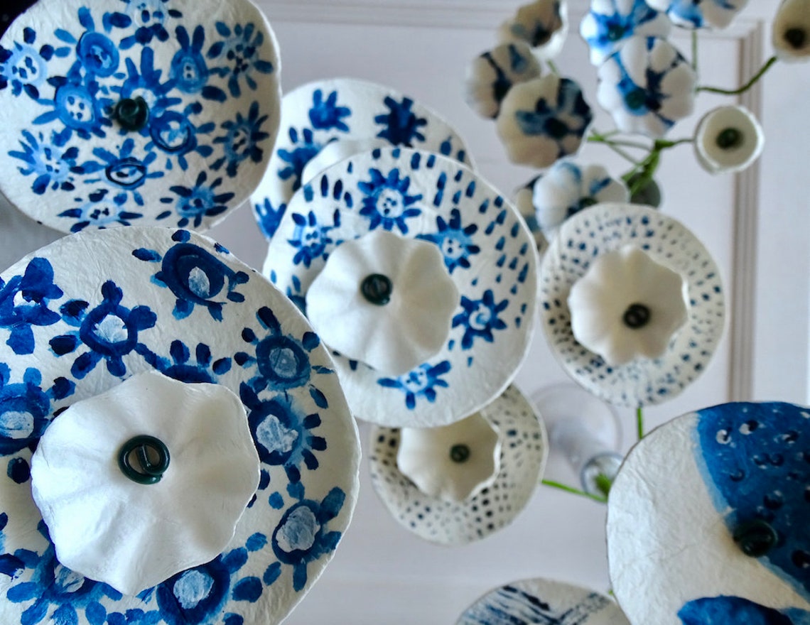 Paper Mache Flowers Branch Paper Flower with stemsPaper Etsy