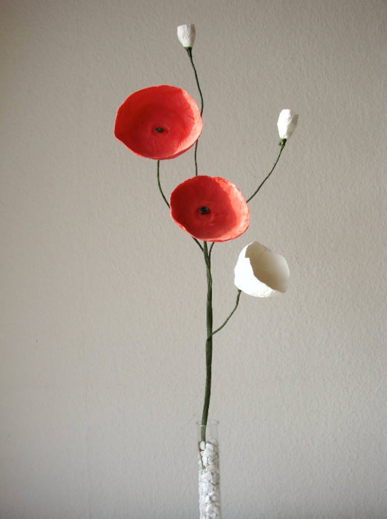 Paper Mache Flowers Branch Paper Flower With Stemspaper Etsy