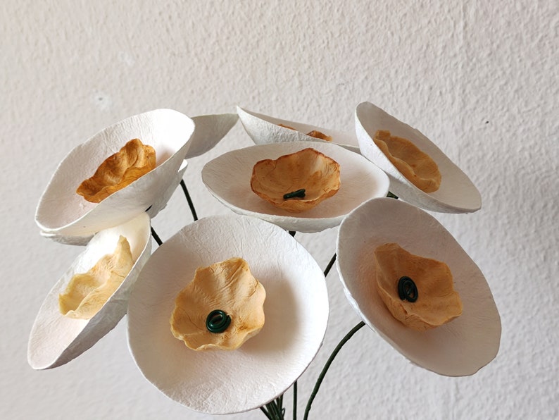 Long Stem Paper Mache Flowers Flower Arrangement Home Etsy