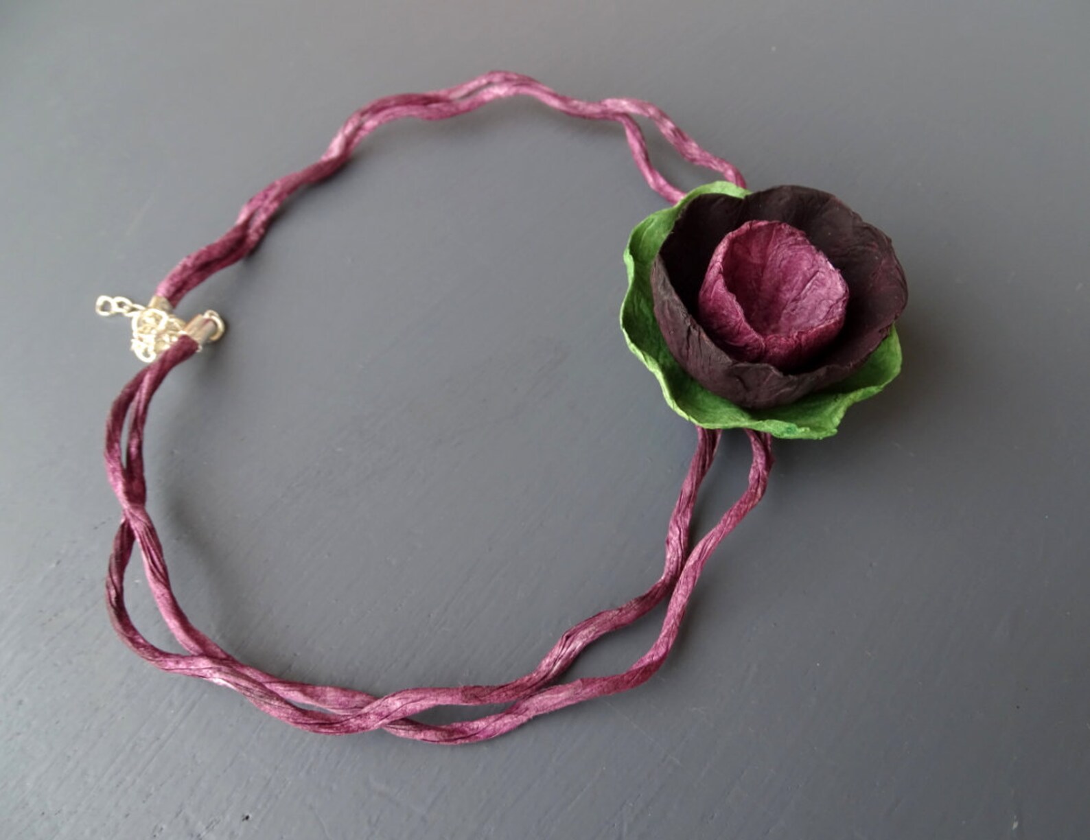Paper Mache Necklace Contemporary Necklace Paper Flower Etsy