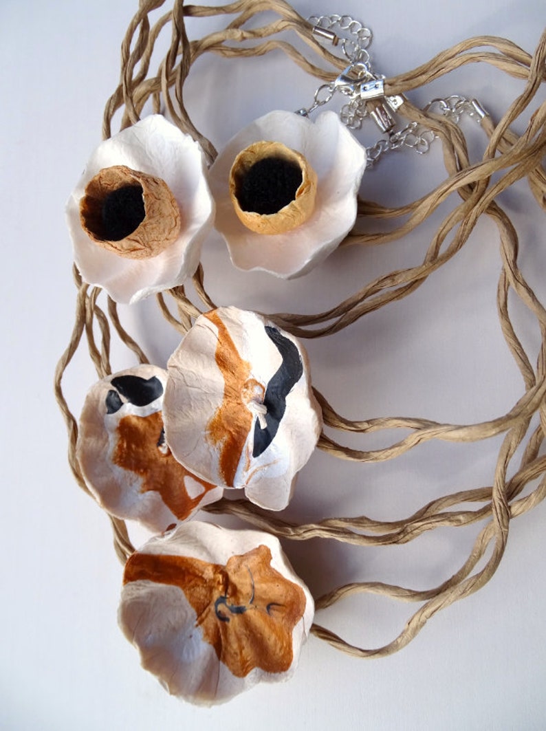 Paper Mache Necklace Contemporary Necklace Paper Flower Etsy