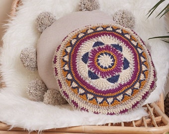 Crochet pattern PDF in US (UK) terms - Instant download - Mandala Round Cushion Instructions