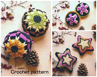 Crochet pattern PDF in US (UK) terms - Instant download - Christmas decorations bundle