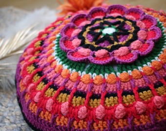 Crochet pattern PDF in US (UK) terms - Instant download - Kaleidoscope Round Cushion Instructions