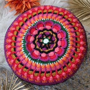 Crochet pattern PDF in US UK terms Instant download Kaleidoscope Round Cushion Instructions image 4