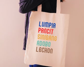 Borsa tote per cibo filippino / Tote di tela filippina / Borsa a tracolla Filippine / Borsa Pinoy / Borsa della spesa / Borsa tote Tagalog / Borsa regalo