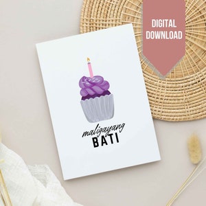 Birthday Day Card | Filipino Birthday Day Card | Maligayang Bati | Ube Card | Tagalog Card | Digital Download | Printable Card and Envelope