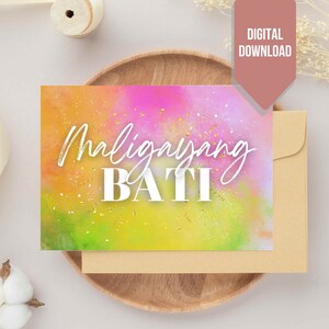 Birthday Day Card | Filipino Birthday Card | Maligayang Bati | Tagalog Celebration Card | Digital Download | Printable Card and Envelope