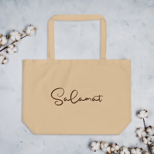 SALAMAT Tote Bag | Filipino Organic Cotton Tote | Philippines Shoulder Bag | Large Filipino Tote Bag | Thank you Bag | Tagalog Tote Bag
