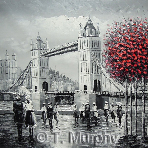 Tower Bridge London, Hand painted Oil on Canvas Painting