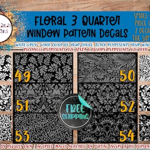 Floral 3 Car Window Decals | Quarter Panel Window | Large Pattern Decal | Custom Design | Side Window |