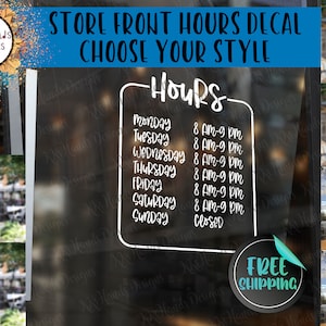Business Hours Decal | Storefront Hours | Frame | Hours | Store Hours | Vinyl | Sticker