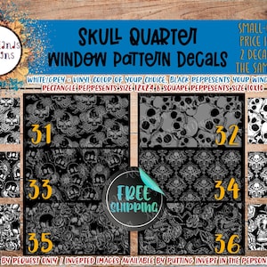 Skull Car Quarter Window Decals - Set of 2 for Side Window